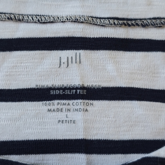 J.Jill Pima Slub Scoop Neck Side Slit Tee Size Large Petite - Picture 8 of 9